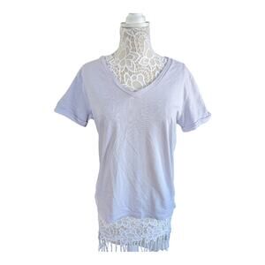 Frame V Neck Rolled Sleeve Short Sleeve M